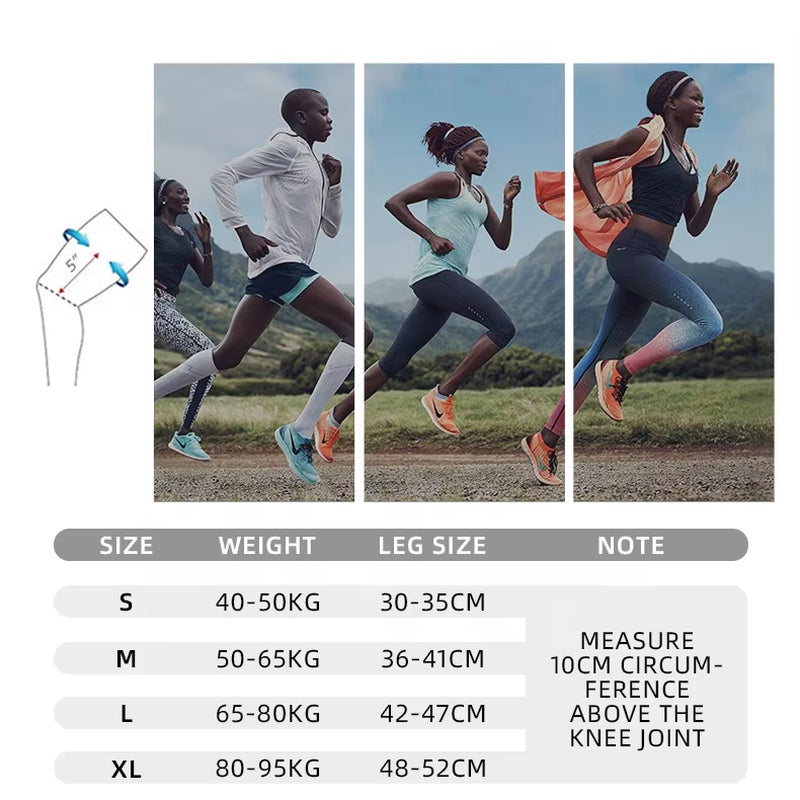 Elastic Knitted Nylon Knee Brace Compression Support Sleeve with Adjustable Straps for Running Support