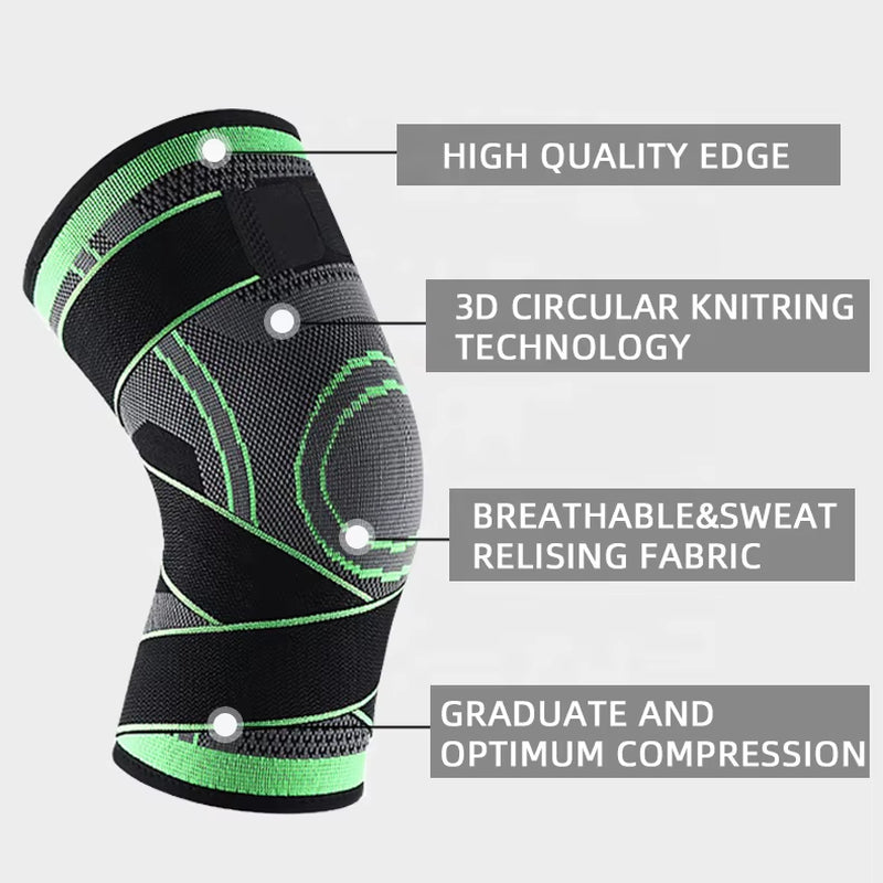 Elastic Knitted Nylon Knee Brace Compression Support Sleeve with Adjustable Straps for Running Support