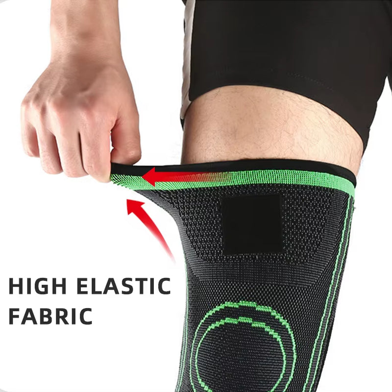 Elastic Knitted Nylon Knee Brace Compression Support Sleeve with Adjustable Straps for Running Support
