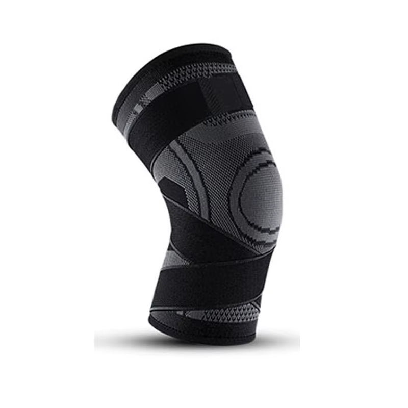 Elastic Knitted Nylon Knee Brace Compression Support Sleeve with Adjustable Straps for Running Support