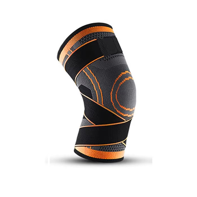 Elastic Knitted Nylon Knee Brace Compression Support Sleeve with Adjustable Straps for Running Support
