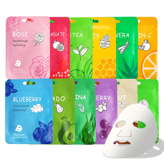 New Vitamin C Fruits Facial Sheet Mask 25Ml Aloe & Rose Moisturizing Shrinking Pores Repair Firming Sample Size Private Label